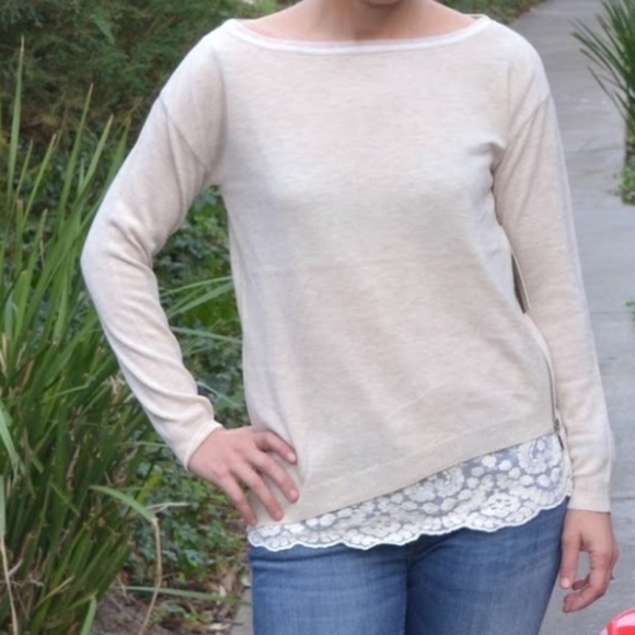 RD Style Sweaters - RD Style Tonie Lace Inset Pullover